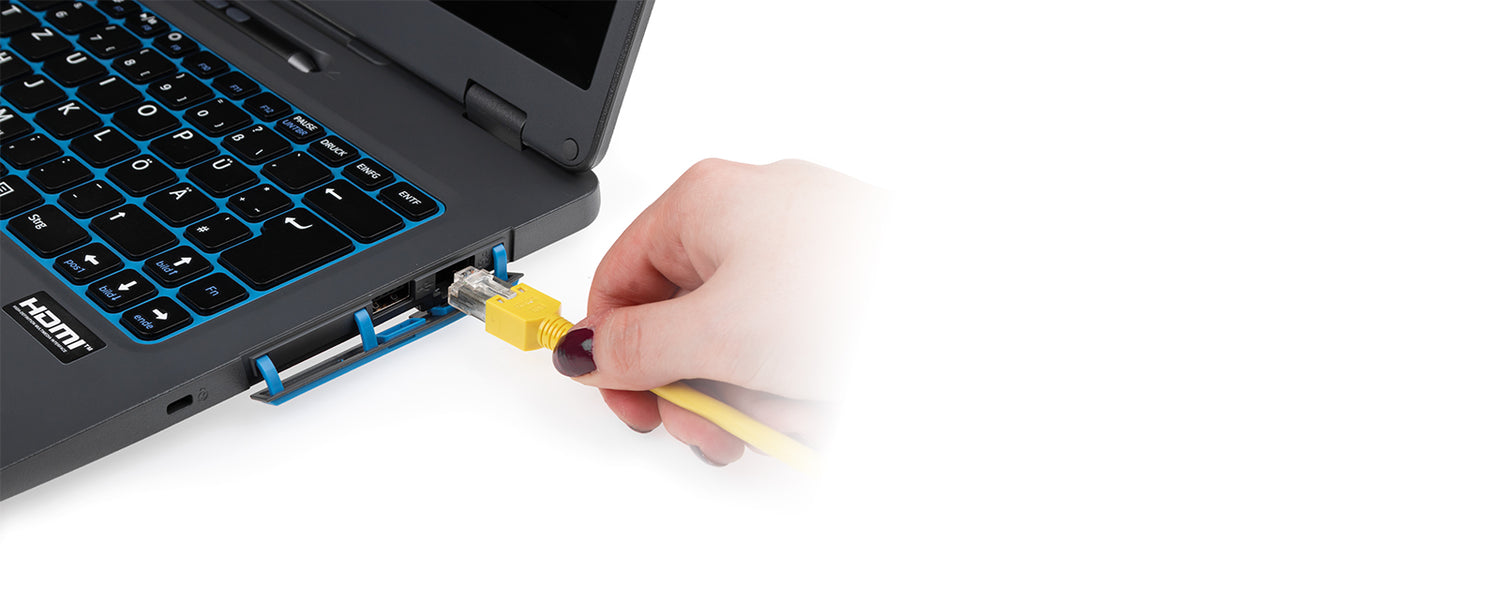 Bild vom RJ45 Netzwerk-Anchlusses des amplio 6 Laptops