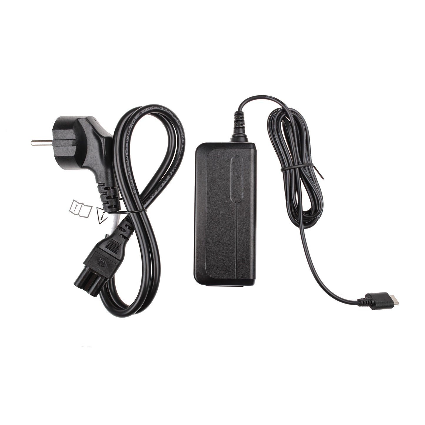 Bild vom Netzteil des amplio 6 Laptops - Frontansicht Netzkabel und Netzteil