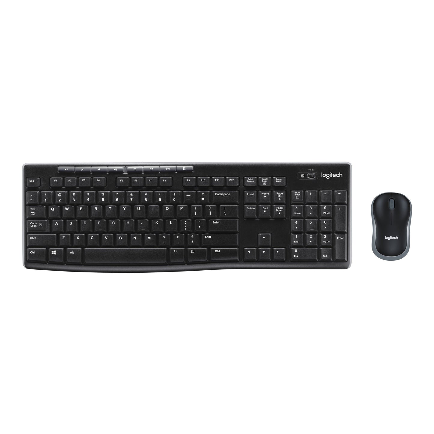 Bild einer kabellosen Logitech Tastatur mit kabelloser Maus - Frontansicht