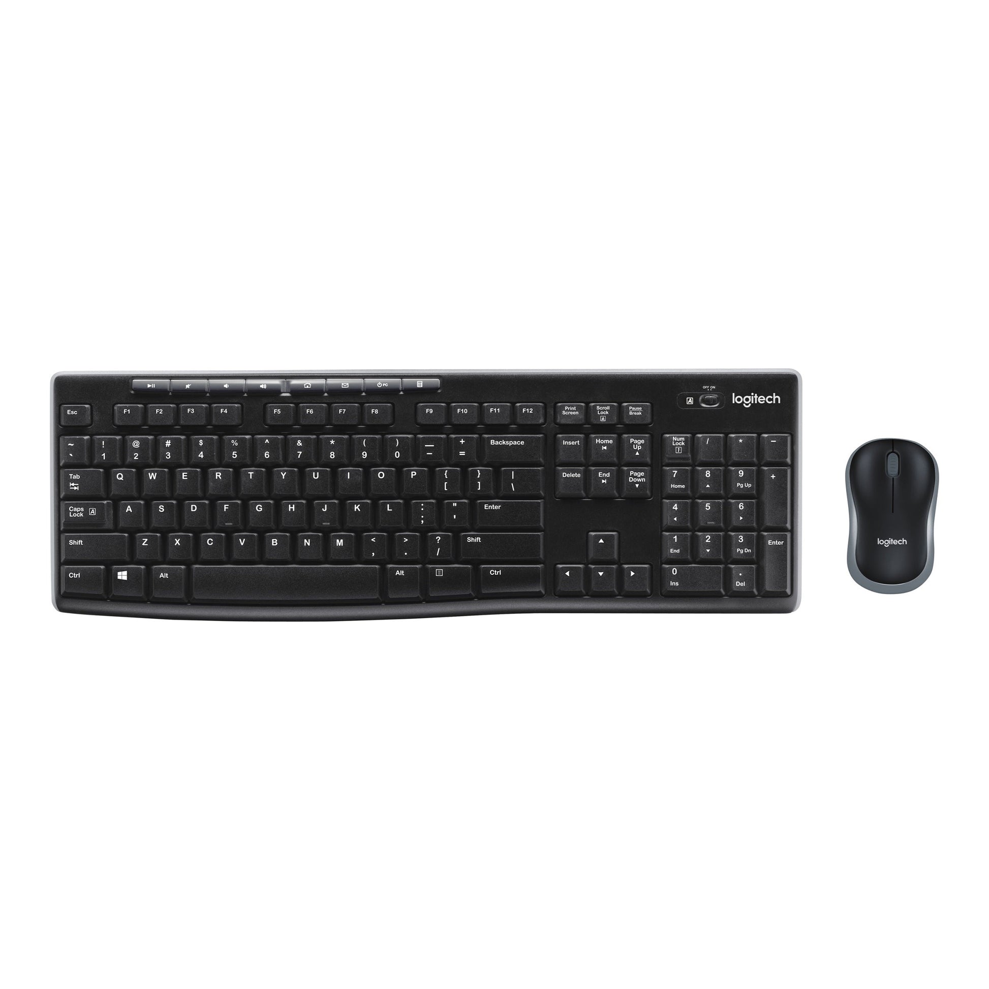 Bild einer kabellosen Logitech Tastatur mit kabelloser Maus - Frontansicht